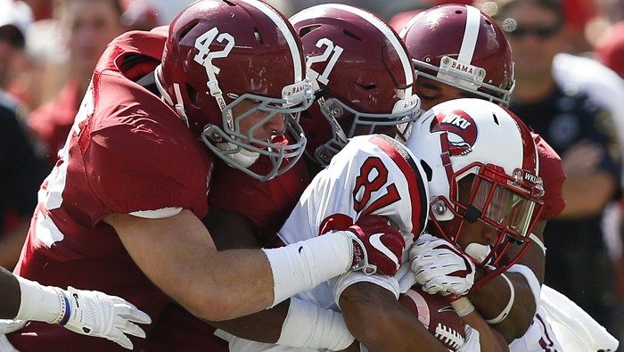 Alabama's defense will challenge Ole Miss star quarterback Chad Kelly. (Source:  AP/Brynn Anderson)