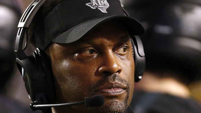 Kevin Sumlin's Texas A&M team is a 3.5 underdog at Auburn this week. (Source:  AP/Jonathan Bachman)