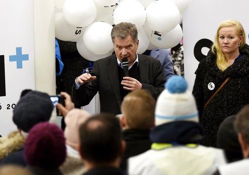 (Antti Aimo-Koivisto/Lehtikuva via AP). Independent candidate and current President Sauli Niinisto campaigns a day ahead of the election day at a shopping mall in Helsinki, Finland, Saturday Jan. 27, 2018. Finns are electing a new president among eight...