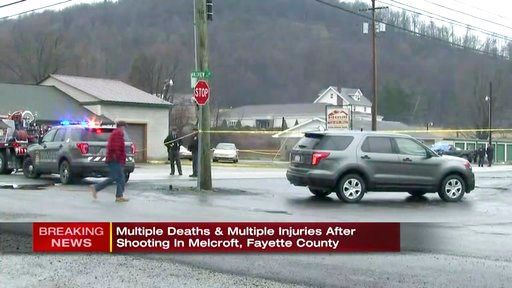 (WPXI via AP). In this frame from video, police work at the scene of a fatal shooting at a car wash in Melcroft, Pa., Sunday, Jan. 28, 2018.