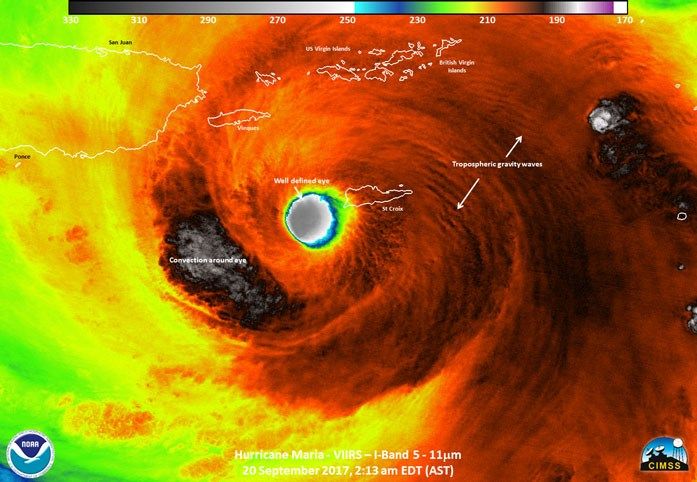 Hurricane Maria as a Category 5 storm. It made landfall on Puerto Rico as a Category 4. (Source: NOAA)