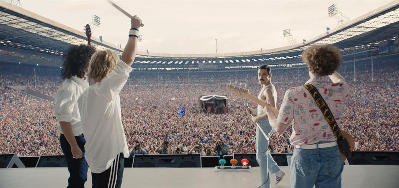 L-R: Gwilym Lee (Brian May), Ben Hardy (Roger Taylor), Rami Malek (Freddie Mercury), and Joe Mazzello (John Deacon) (Source: 20th Century Fox )