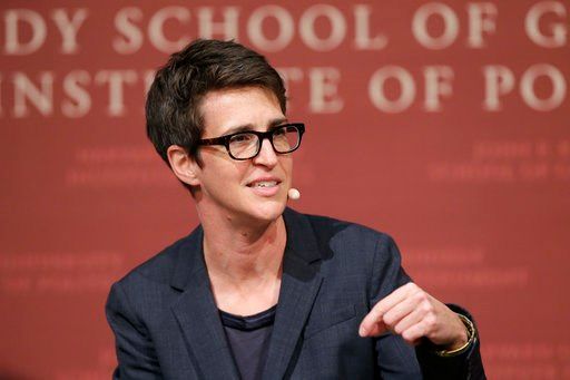 (AP Photo/Steven Senne, File). FILE - In this Oct. 16, 2017 file photo, MSNBC television anchor Rachel Maddow, host of the Rachel Maddow Show, moderates a panel, at a forum called "Perspectives on National Security," at the John F. Kennedy School of Go...