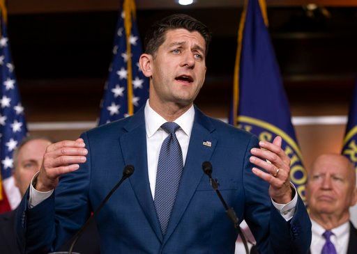 (AP Photo/J. Scott Applewhite). Speaker of the House Paul Ryan, R-Wis., joined by House Majority Whip Steve Scalise, R-La., left, and House Ways and Means Committee Chairman Kevin Brady, R-Texas, talks following a closed-door conference with fellow Rep...