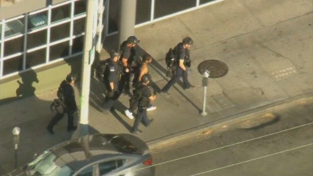 The suspect handcuffed himself and surrendered to police three hours after it all began. (Source: KABC/CNN)