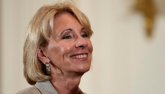 Betsy DeVos' family owns 10 yachts, according the paper. (Source: AP Photo/Susan Walsh)